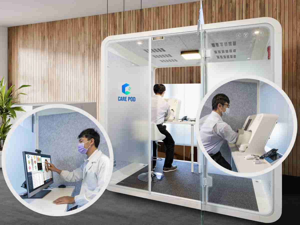 达擎于医疗科技展中展出＂远距诊疗舱＂，，，，以因应医疗数字化及社会高龄化趋势下、、、复诊及慢性病患等族群对于远距看诊需求逐渐升高所推出的创新整合方案。。。多功能合一、、、、高隐私性的远距诊疗舱可根据病患端与医师端的不同需求，，，提供弹性化及客制化功能，，，节省医生和病患的精力及时间