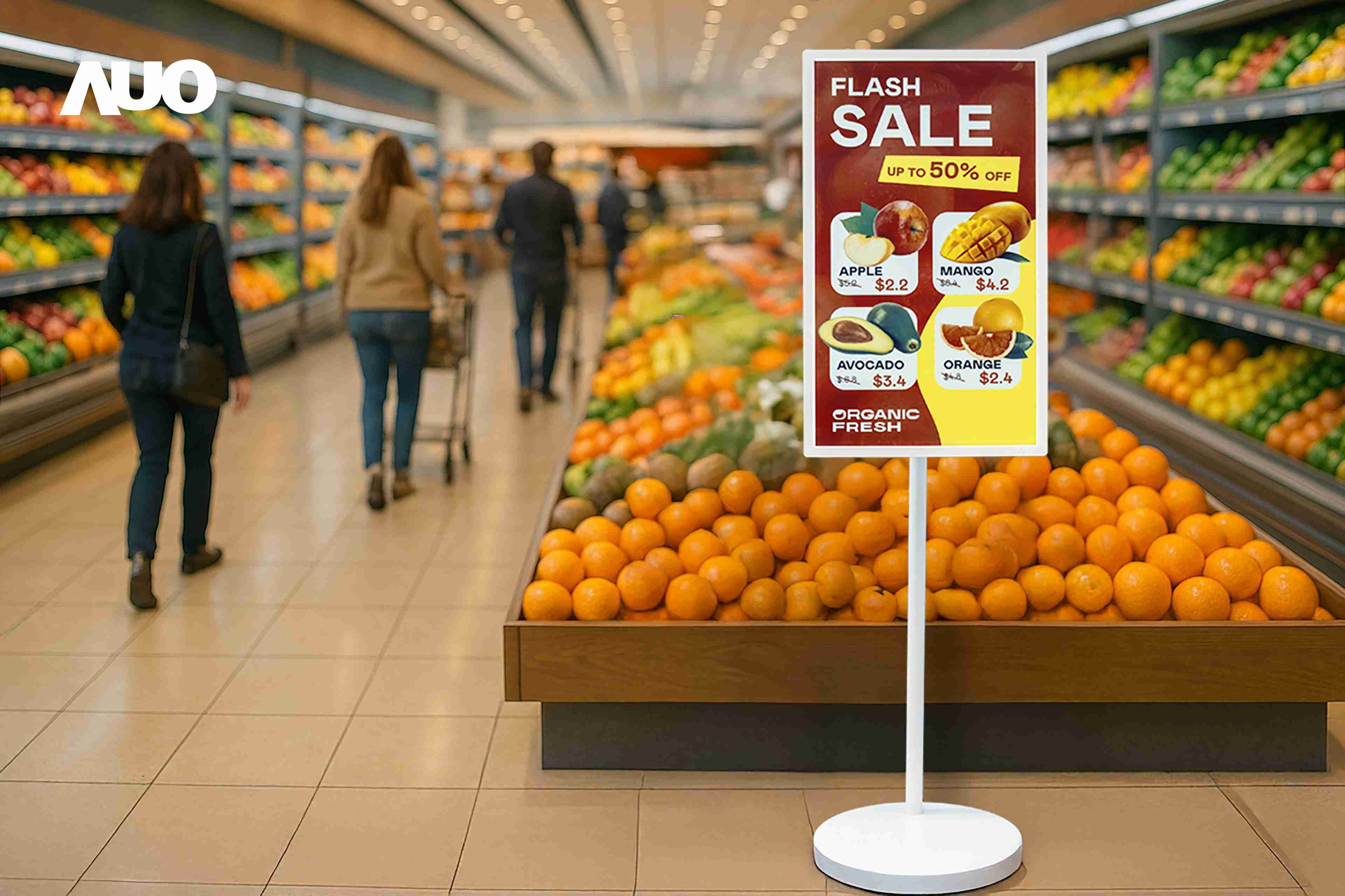 达擎首亮相低功耗、、、、全彩的〝aecoPost电子纸解决方案〞，，，，仅在更新画面时需要微量的电力驱动，，无需布建电线的便捷设计，，使其可灵活应用、、、随意置放，，，并可透过云端或行动装置app，，轻松管理及排程广告内容，，，，晋升店头营销利器。。。。